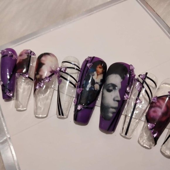 Prince Purple /Clear w purple flowers and gems - Picture 4 of 6
